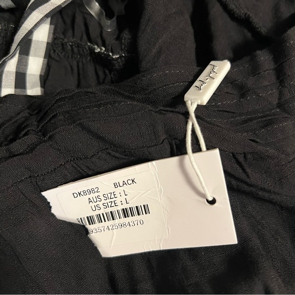 Petal & Pup Chantry Check Ruffle tie strap maxi dress, black & white, sz L, NWT - Picture 3 of 9